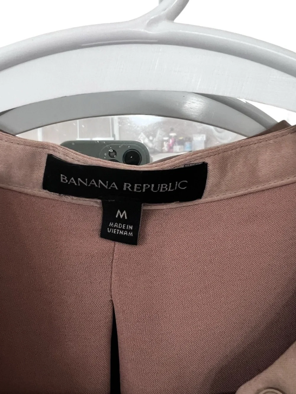 Banana Republic Taupe Satin Split-Neck Blouse
